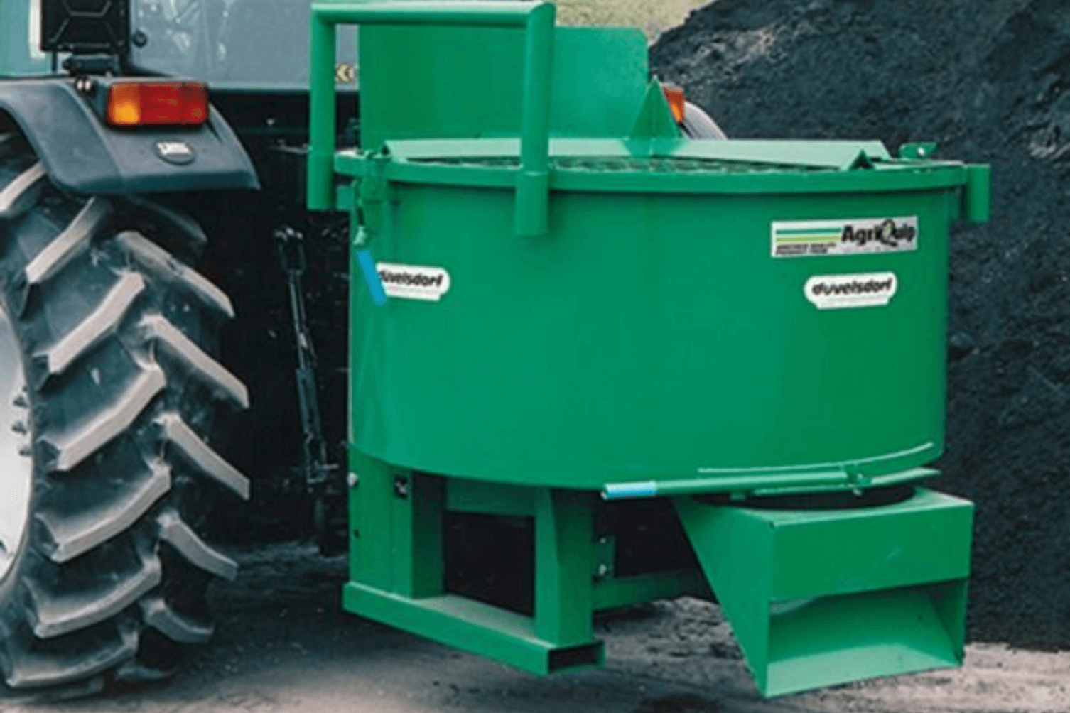 Tractor-mounted concrete mixer